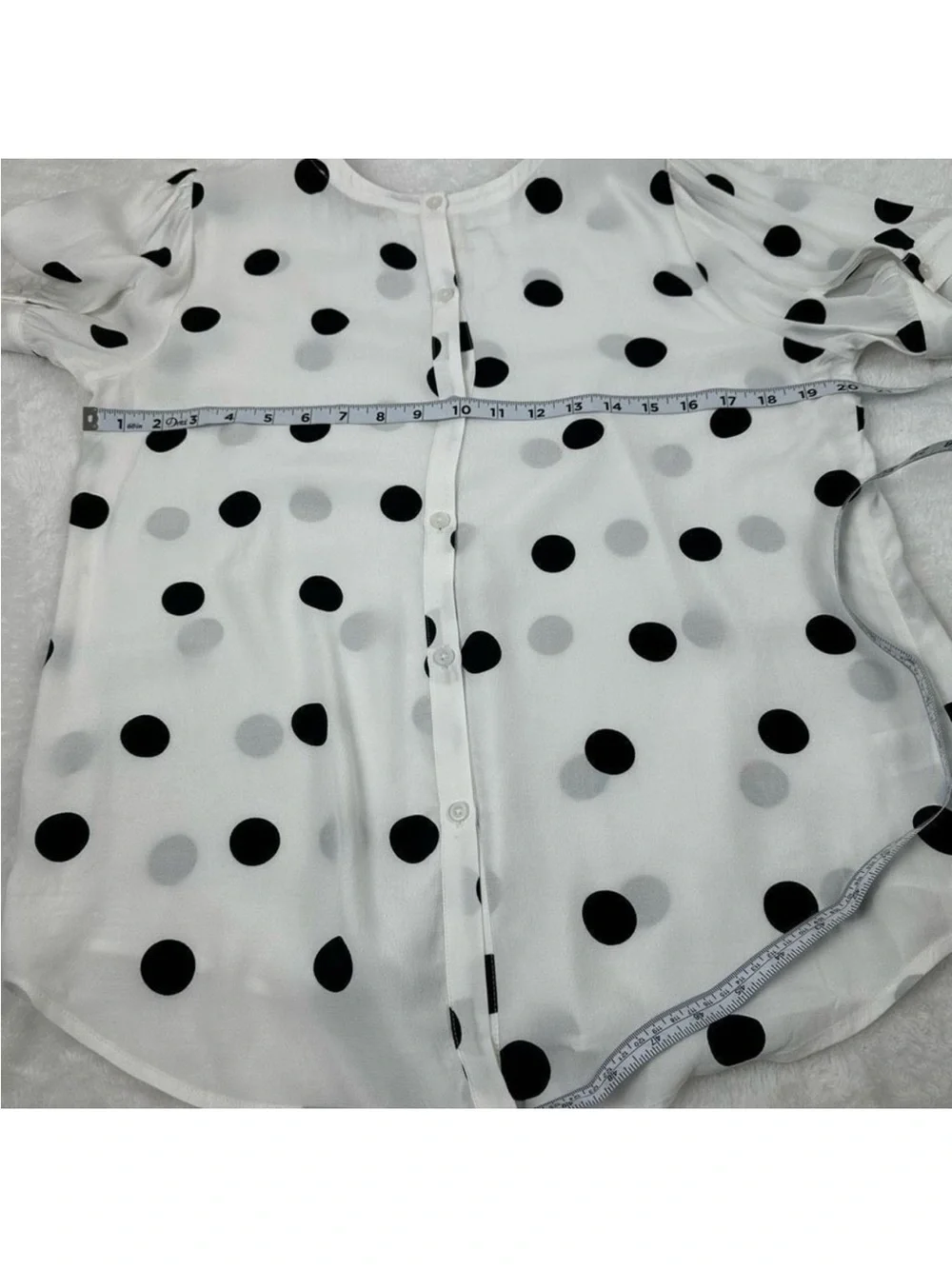 NWT LOFT White with Black Polka Dots  Button Back Blouse size Medium